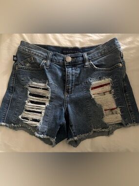 Rock & Republic Distressed Denim Shorts Size 4 American Flag Cutoff Frayed